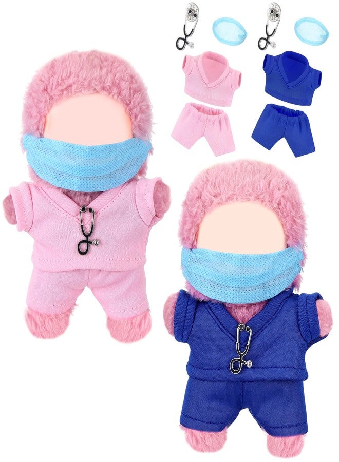 Velmitten 2 Pcs Pink & Blue Doll Clothes Doctor Nurse Scrubs Outfit Set for 17cm Dolls with Mini Mask & Stethoscope Cute Nurse Uniform with Accessories Ideal Gift for Lovers & Collectors - Image 1